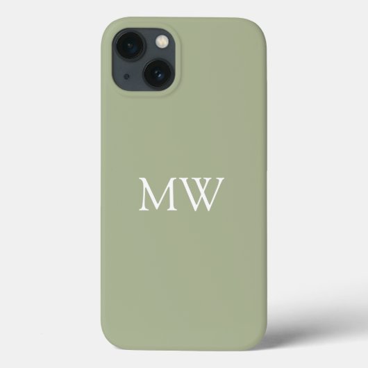 Sage Green Monogram Initials Trendy Boho Case-Mate iPhone Hülle (Rückseite)