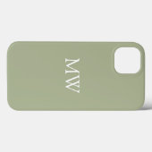 Sage Green Monogram Initials Trendy Boho Case-Mate iPhone Hülle (Rückseite (Horizontal))