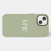 Sage Green Monogram Initials Trendy Boho iPhone Hülle (Rückseite (Horizontal))