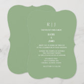 Sage Green Monogram Initials Trendy Wedding Einladung (Vorne/Hinten)