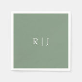 Sage Green Monogram Initials Verlobung Hochzeit Serviette (Vorderseite)