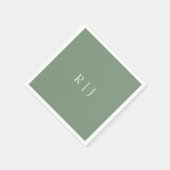 Sage Green Monogram Initials Verlobung Hochzeit Serviette (Ecke)