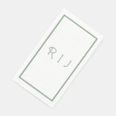 Sage Green Monogram Initials Verlobung Hochzeit Serviette (Ecke)