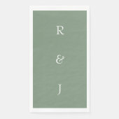 Sage Green Monogram Initials White Elegant Wedding Serviette (Vorderseite)