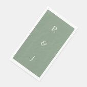 Sage Green Monogram Initials White Elegant Wedding Serviette (Ecke)