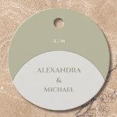 Sage Green Monogram Japandi Wedding Danke Geschenkanhänger
