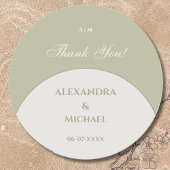 Sage Green Monogram Japandi Wedding Danke Runder Aufkleber