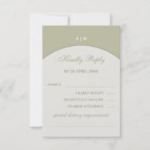 Sage Green Monogram Japandi Wedding RSVP Card (Vorderseite)