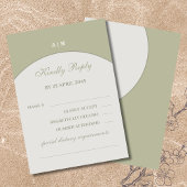 Sage Green Monogram Japandi Wedding RSVP Card Karte