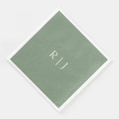 Sage Green Monogram Letters Verlobung Hochzeit Serviette (Ecke)