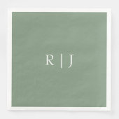 Sage Green Monogram Letters Verlobung Hochzeit Serviette (Vorderseite)