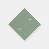 Sage Green Monogram Letters White Elegant Wedding Serviette (Ecke)