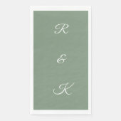Sage Green Monogram Letters White Elegant Wedding Serviette (Vorderseite)