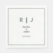 Sage Green Monogram Minimal Elegant Trendy Wedding Serviette (Vorderseite)