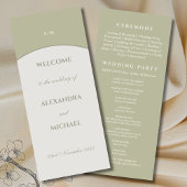 Sage Green Monogram Minimalistisch Japandi Wedding Programm