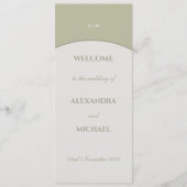 Sage Green Monogram Minimalistisch Japandi Wedding Programm (Vorderseite)