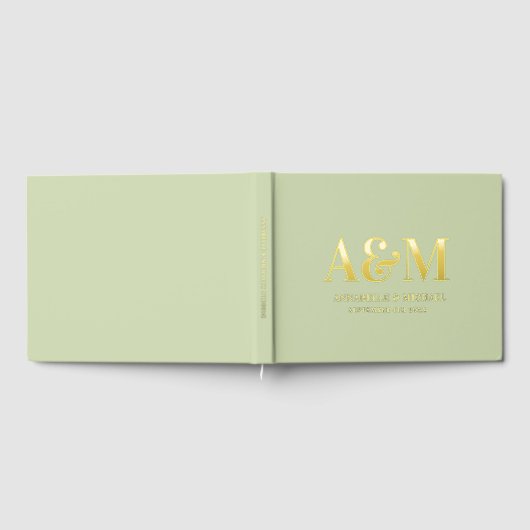 SAGE GREEN MONOGRAM MINIMALISTISCH WEDING GÄSTEBUCH (Voll)