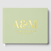 SAGE GREEN MONOGRAM MINIMALISTISCH WEDING GÄSTEBUCH (Vorderseite)