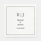 Sage Green Monogram Modern Minimal Elegante Hochze Serviette (Vorderseite)
