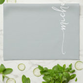 Sage Green Monogram Name Calligraphy Geschirrtuch (Gefaltet)