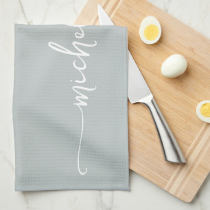 Sage Green Monogram Name Calligraphy Geschirrtuch