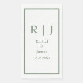 Sage Green Monogram Name Elegant Minimal Wedding Serviette (Vorderseite)