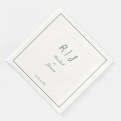 Sage Green Monogram Name Elegant Script Wedding Serviette (Ecke)