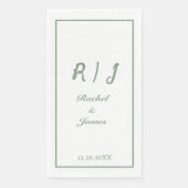 Sage Green Monogram Name Elegant Script Wedding Serviette (Vorderseite)