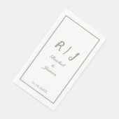 Sage Green Monogram Name Elegant Script Wedding Serviette (Ecke)