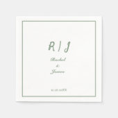 Sage Green Monogram Name Elegant Script Wedding Serviette (Vorderseite)