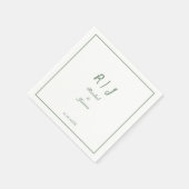 Sage Green Monogram Name Elegant Script Wedding Serviette (Ecke)