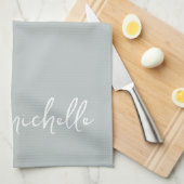 Sage Green Monogram Name Gold Calligraphy Script Geschirrtuch (Viertel Falte)