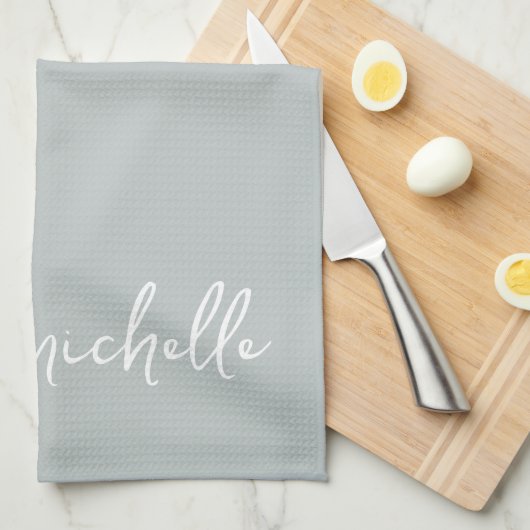 Sage Green Monogram Name Gold Calligraphy Script Geschirrtuch (Viertel Falte)