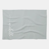 Sage Green Monogram Name Gold Calligraphy Script Geschirrtuch (Horizontal)
