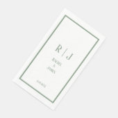 Sage Green Monogram Name Minimal Elegante Hochzeit Serviette (Ecke)