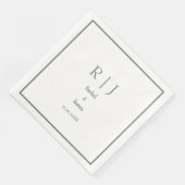 Sage Green Monogram Name Minimal Elegante Hochzeit Serviette (Ecke)