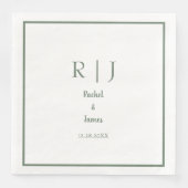Sage Green Monogram Name Minimal Elegante Hochzeit Serviette (Vorderseite)