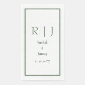 Sage Green Monogram Name Minimal Elegante Hochzeit Serviette (Vorderseite)