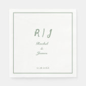 Sage Green Monogram Name Script Elegant Wedding Serviette (Vorderseite)