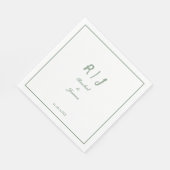 Sage Green Monogram Name Script Elegant Wedding Serviette (Ecke)