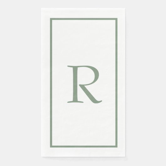 Sage Green Monogram Name Wedding Brautparty Serviette (Vorderseite)