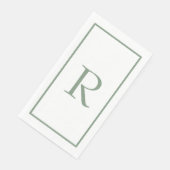 Sage Green Monogram Name Wedding Brautparty Serviette (Ecke)