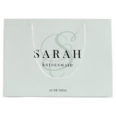 Sage Green Monogram Personalisiert Bridesmaid Große Geschenktüte (Vorderseite)