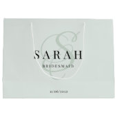 Sage Green Monogram Personalisiert Bridesmaid Große Geschenktüte (Rückseite)