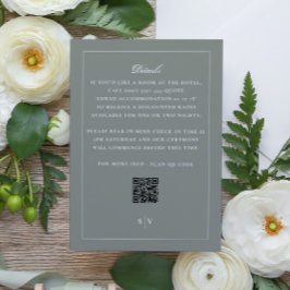 Sage Green Monogram QR CODE Elegante Wedding Begleitkarte