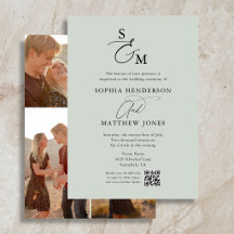 Sage Green Monogram QR Code Foto Hochzeit