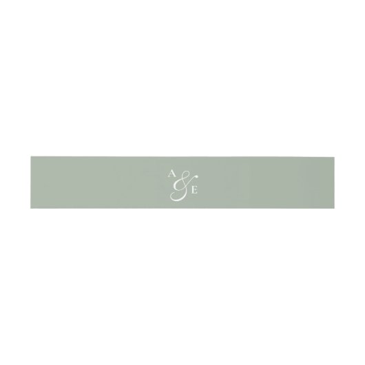 Sage Green Monogram Script Ampersand Einladungsbanderole (Flach)