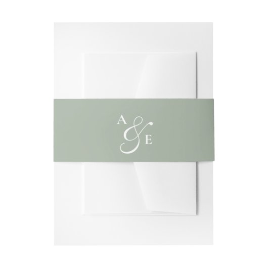 Sage Green Monogram Script Ampersand Einladungsbanderole (Vorderseite Beispiel)