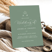 Sage Green Monogram Script Foto QR Code Wedding Einladung