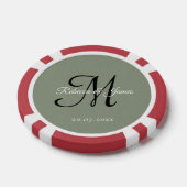 Sage Green Monogram Script Name Wedding  Pokerchips (Einzeln)